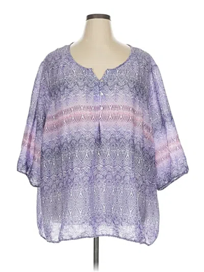 Pre-owned Catherines 3/4 Sleeve Blouse In Purple
