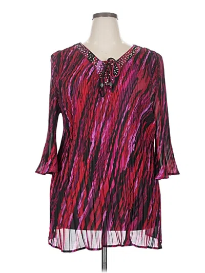 Pre-owned Catherines 3/4 Sleeve Blouse In Purple