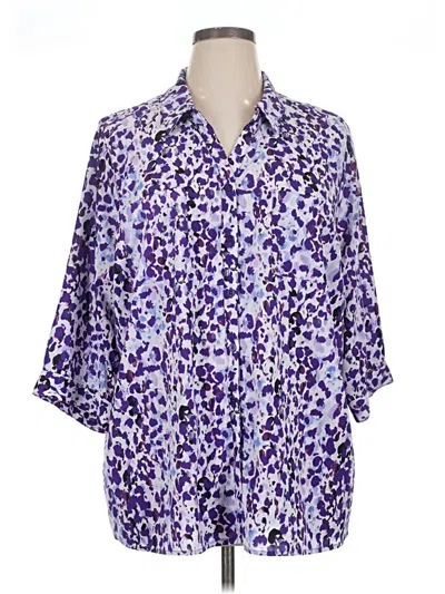 Pre-owned Catherines 3/4 Sleeve Blouse In Purple