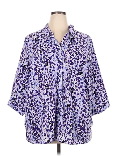 Pre-owned Catherines 3/4 Sleeve Blouse In Purple