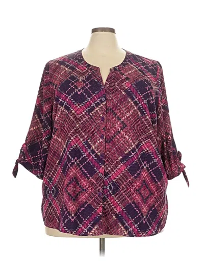 Pre-owned Catherines 3/4 Sleeve Blouse In Purple