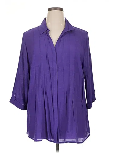 Pre-owned Catherines 3/4 Sleeve Blouse In Purple