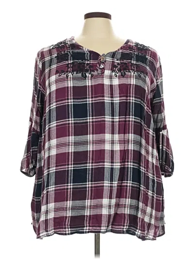 Pre-owned Catherines 3/4 Sleeve Blouse In Purple