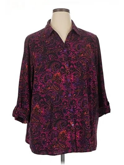 Pre-owned Catherines 3/4 Sleeve Blouse In Purple