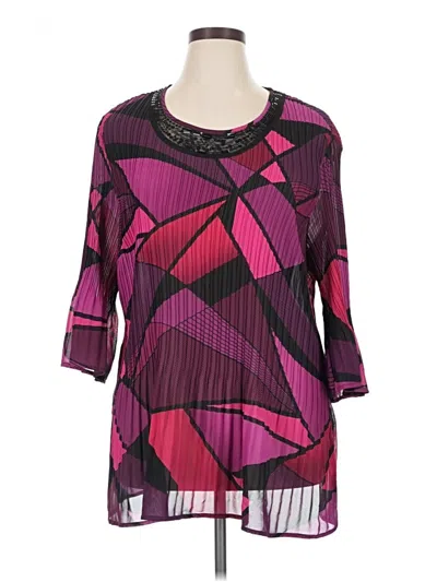 Pre-owned Catherines 3/4 Sleeve Blouse In Purple