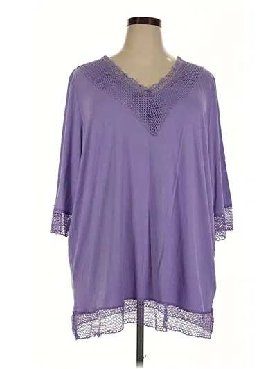 Pre-owned Catherines 3/4 Sleeve Blouse In Purple
