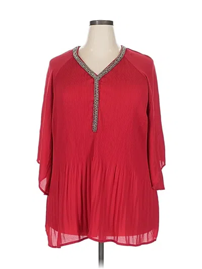 Pre-owned Catherines 3/4 Sleeve Blouse In Red