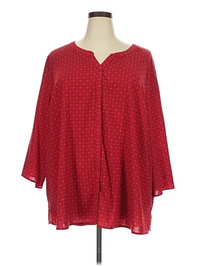 Pre-owned Catherines 3/4 Sleeve Blouse In Red