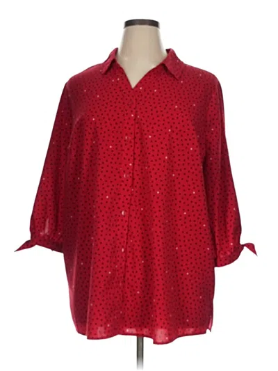 Pre-owned Catherines 3/4 Sleeve Blouse In Red