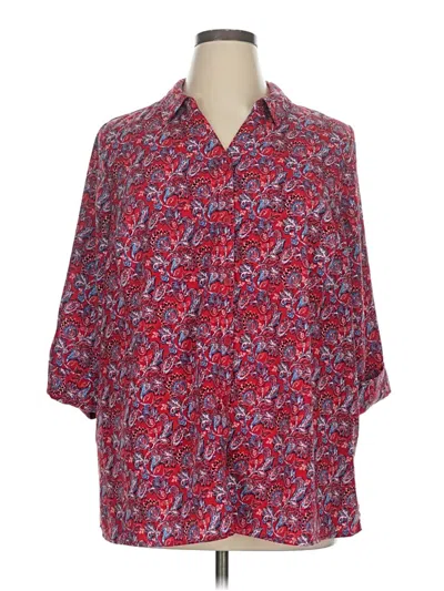 Pre-owned Catherines 3/4 Sleeve Blouse In Red