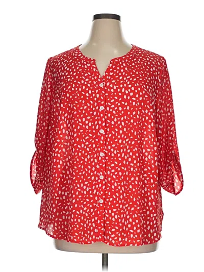 Pre-owned Catherines 3/4 Sleeve Blouse In Red