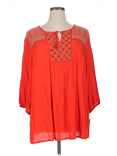 Pre-owned Catherines 3/4 Sleeve Blouse In Red