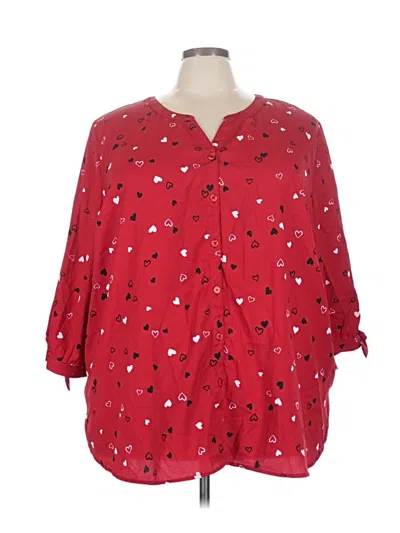 Pre-owned Catherines 3/4 Sleeve Blouse In Red
