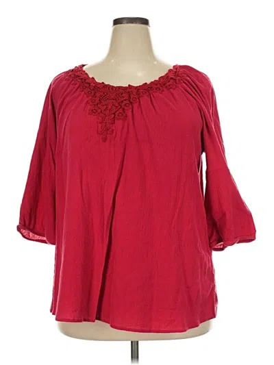Pre-owned Catherines 3/4 Sleeve Blouse In Red