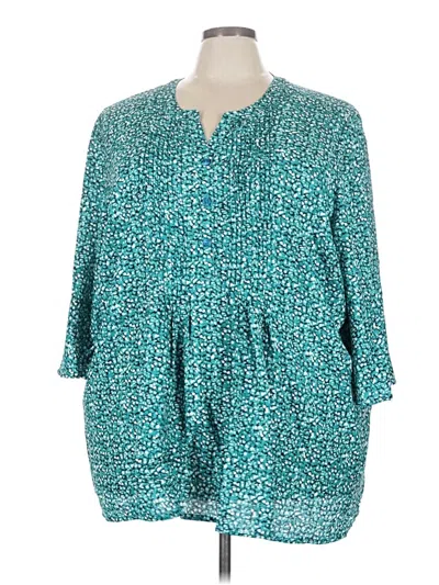 Pre-owned Catherines 3/4 Sleeve Blouse In Teal