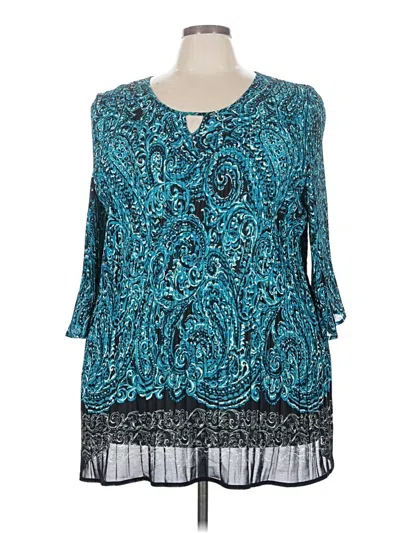 Pre-owned Catherines 3/4 Sleeve Blouse In Teal