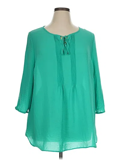Pre-owned Catherines 3/4 Sleeve Blouse In Teal