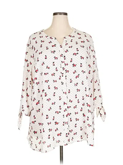 Pre-owned Catherines 3/4 Sleeve Blouse In White