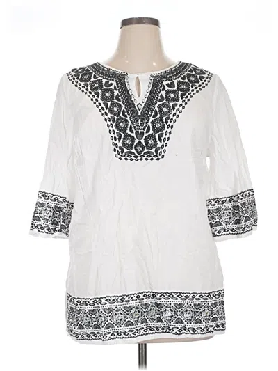 Pre-owned Catherines 3/4 Sleeve Blouse In White