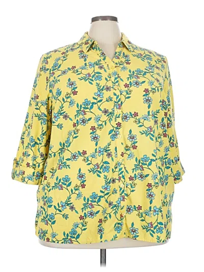 Pre-owned Catherines 3/4 Sleeve Blouse In Yellow