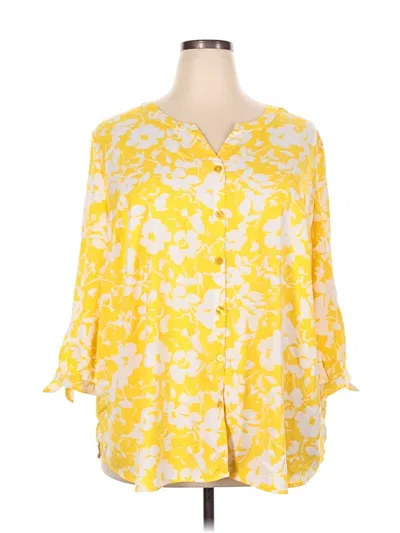 Pre-owned Catherines 3/4 Sleeve Blouse In Yellow