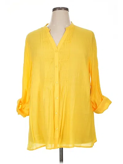 Pre-owned Catherines 3/4 Sleeve Blouse In Yellow