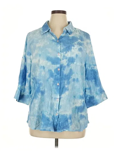 Pre-owned Catherines 3/4 Sleeve Button Down Shirt In Blue