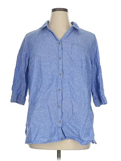 Pre-owned Catherines 3/4 Sleeve Button Down Shirt In Blue
