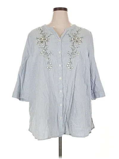 Pre-owned Catherines 3/4 Sleeve Button Down Shirt In Blue