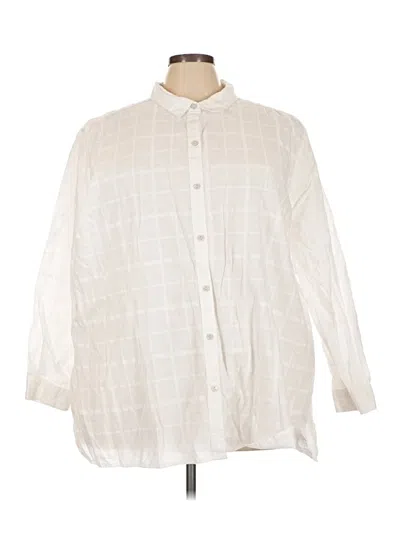 Pre-owned Catherines 3/4 Sleeve Button Down Shirt In Ivory