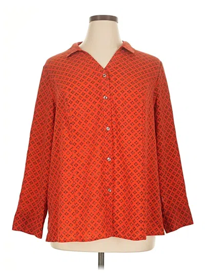 Pre-owned Catherines 3/4 Sleeve Button Down Shirt In Orange
