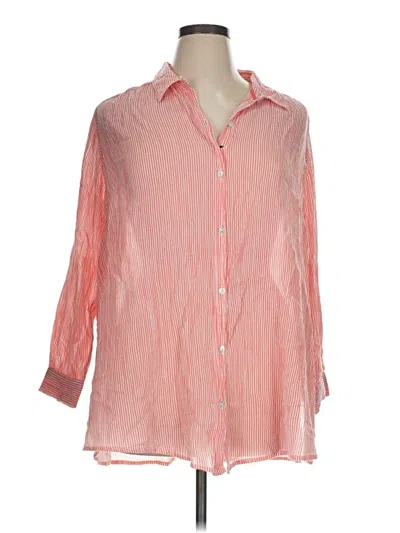 Pre-owned Catherines 3/4 Sleeve Button Down Shirt In Pink