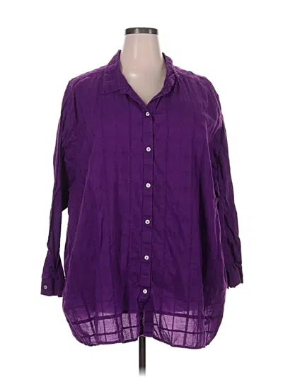 Pre-owned Catherines 3/4 Sleeve Button Down Shirt In Purple