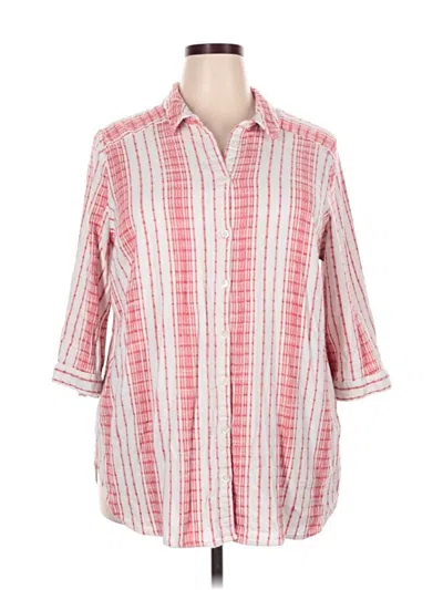 Pre-owned Catherines 3/4 Sleeve Button Down Shirt In Red