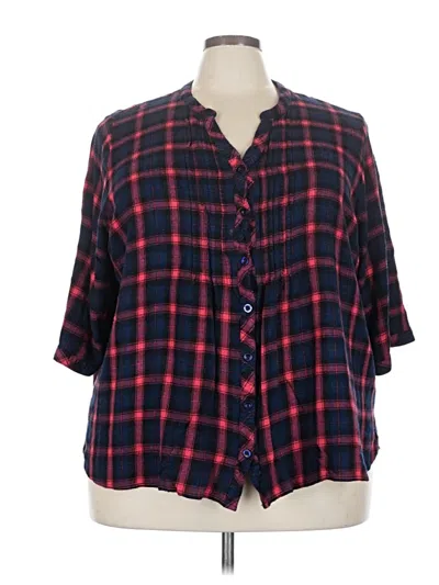 Pre-owned Catherines 3/4 Sleeve Button Down Shirt In Red