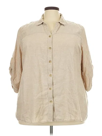 Pre-owned Catherines 3/4 Sleeve Button Down Shirt In Tan