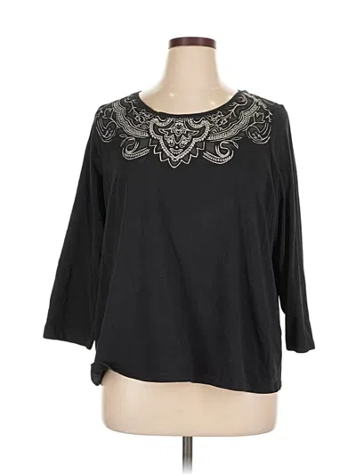 Pre-owned Catherines 3/4 Sleeve Top Black Boatneck Tops