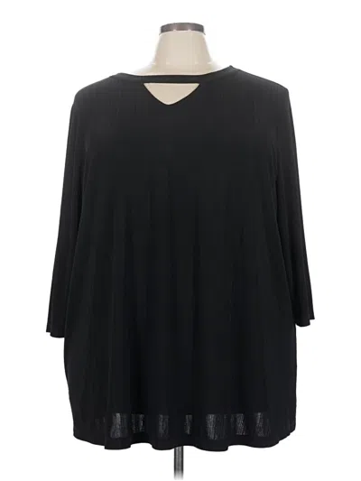 Pre-owned Catherines 3/4 Sleeve Top Black Keyhole Neckline Tops