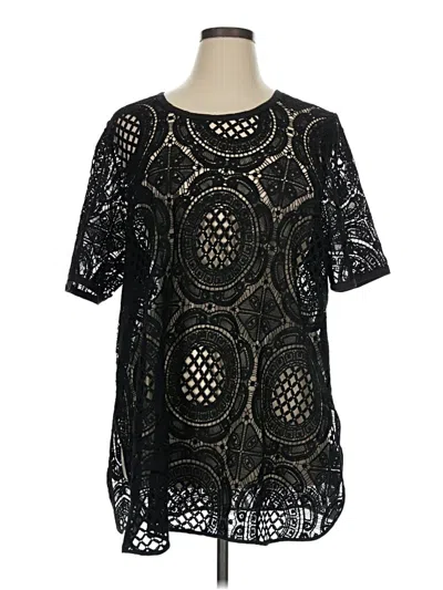 Pre-owned Catherines 3/4 Sleeve Top Black Keyhole Neckline Tops