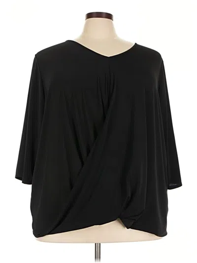Pre-owned Catherines 3/4 Sleeve Top Black Plunge Neckline Tops