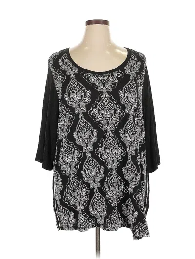 Pre-owned Catherines 3/4 Sleeve Top Black Scoop Neck Tops