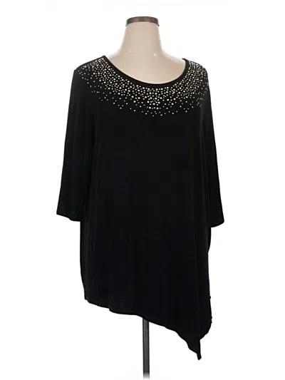 Pre-owned Catherines 3/4 Sleeve Top Black Scoop Neck Tops