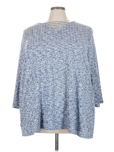 Pre-owned Catherines 3/4 Sleeve Top Blue Boatneck Tops
