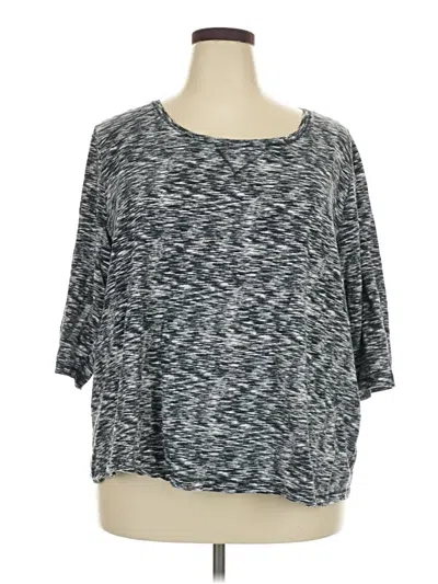 Pre-owned Catherines 3/4 Sleeve Top Gray Boatneck Tops