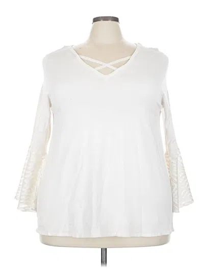 Pre-owned Catherines 3/4 Sleeve Top Ivory Cold Shoulder Neckline Tops In White