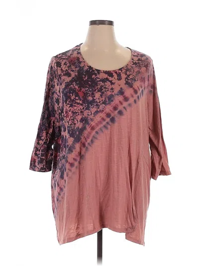 Pre-owned Catherines 3/4 Sleeve Top Pink Scoop Neck Tops