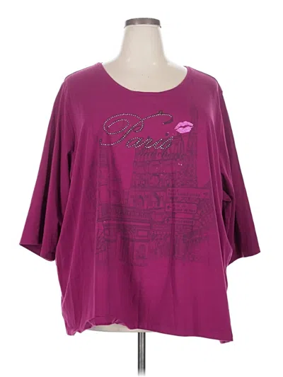 Pre-owned Catherines 3/4 Sleeve Top Purple Scoop Neck Tops
