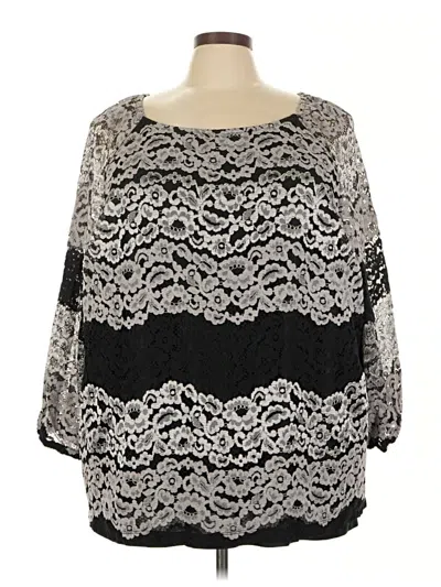 Pre-owned Catherines 3/4 Sleeve Top Silver Boatneck Tops