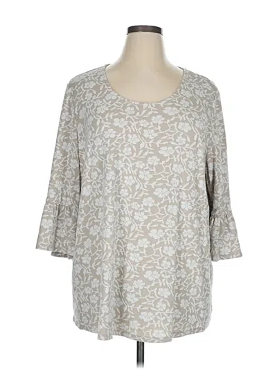 Pre-owned Catherines 3/4 Sleeve Top Tan Scoop Neck Tops In Brown