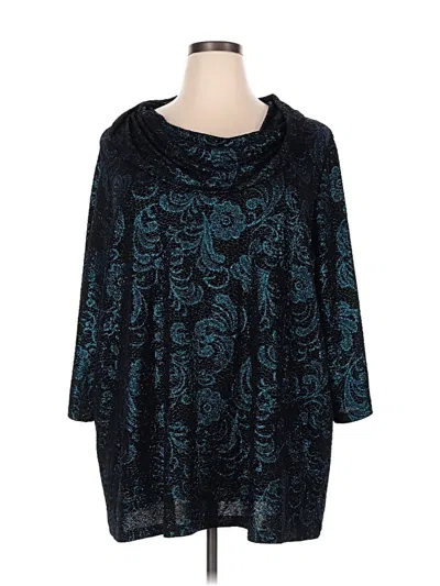 Pre-owned Catherines 3/4 Sleeve Top Teal Cowl Neck Tops